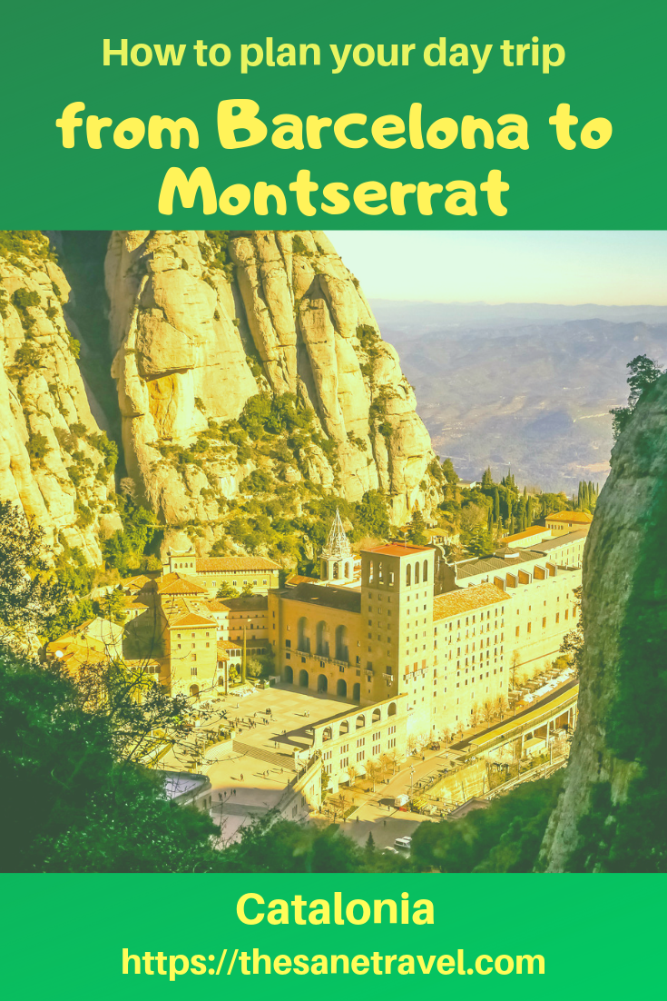Montserrat is a mountain and a famous monastery where Basilica of the Black Madonna, the patroness of Catalonia, can be found. Both are worth visiting in one journey: praying at Black Madonna and hiking Monserrat mountain trails. It’s actually one of the best day trips from Barcelona you can make.  Here is how to plan your tour by train from Barcelona to Montserrat. #visitCatalonia #visitMontserrat #hikingMontserrat #hiking #Barcelonadaytrips #travelpics #Europetravel #travel #travelblog